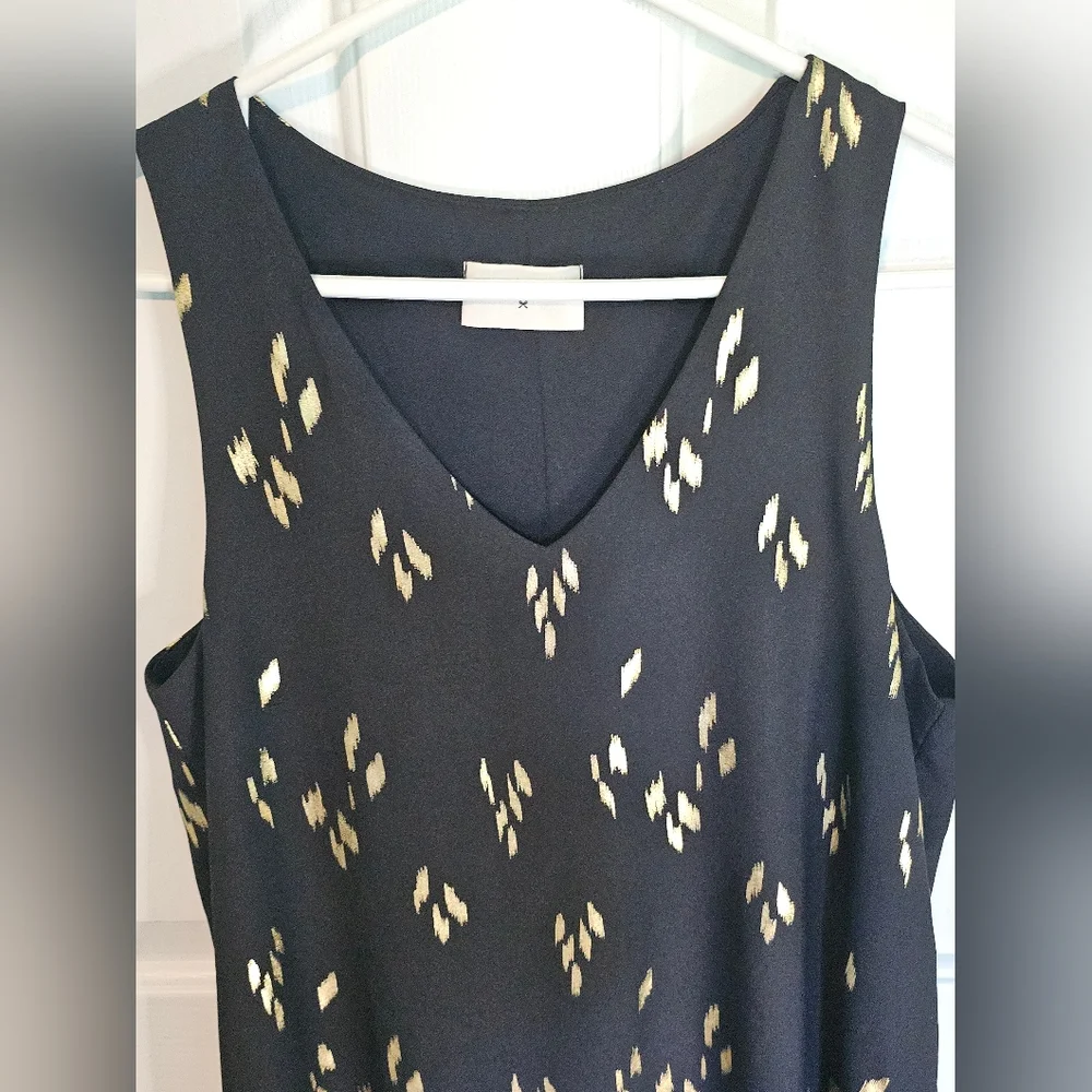 Everly Black Sleeveless Dress w/ Gold Accents Women's Sz S